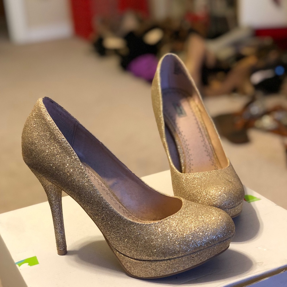 Gold Glitter Heels